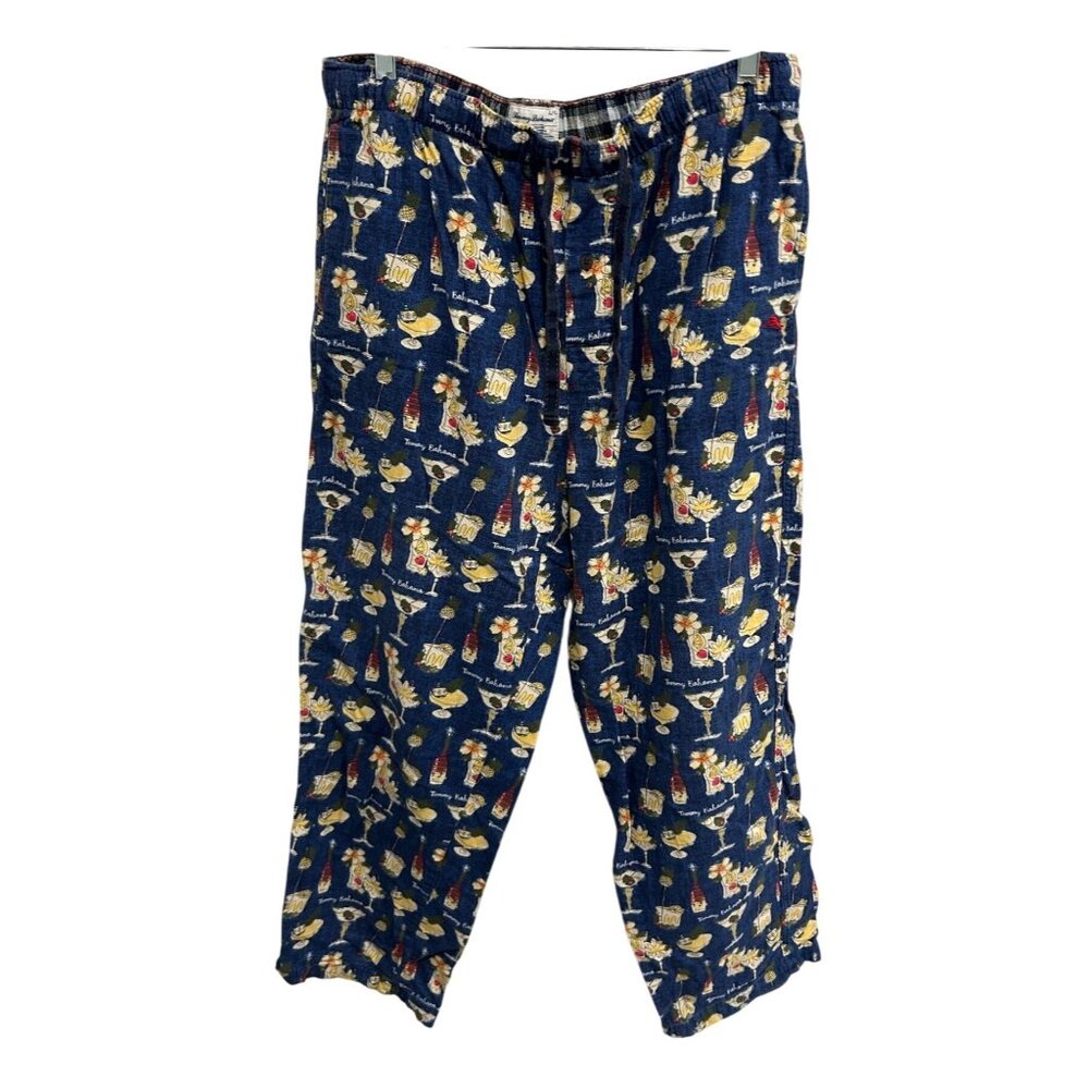Tommy Bahama Mens Blue Cotton Lounge Pants Cocktail Print Size L